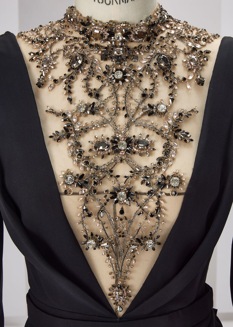 Ralph & Russo Haute Couture: Black Crêpe Draped Gown with Plunging Neckline Autumn/Winter 2 - 2