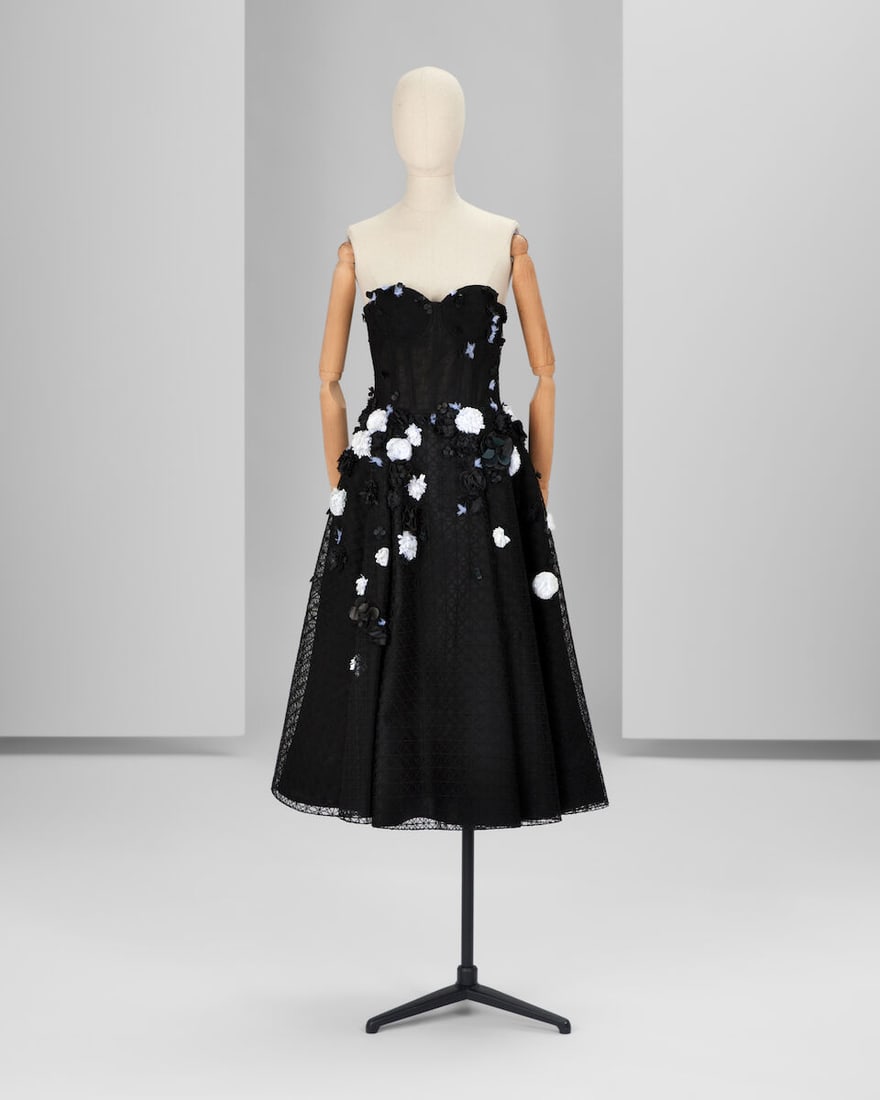 Ralph & Russo Haute Couture Exclusive: Crystal Embellished Black Geometric Tulle Dress Inspired : Ralph & Russo Haute Couture Exclusive: Crystal Embellished Black Geometric Tulle Dress Inspired by Spring/Summer 2015, Runway Look 17 Black crystal embellished geometric tulle dress with flared sk