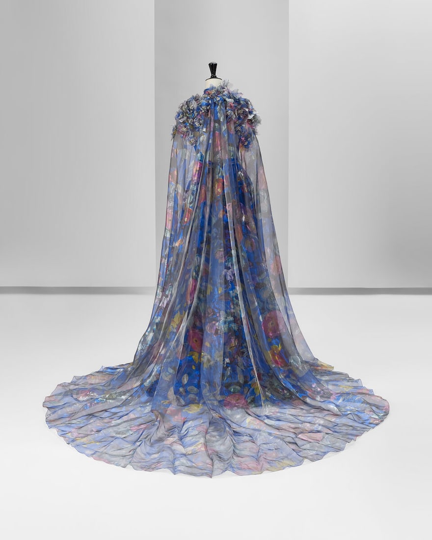 Ralph & Russo Haute Couture: Cobalt Blue Metallic Floral Printed Organza Gown Spring/Summer 2020 - 2