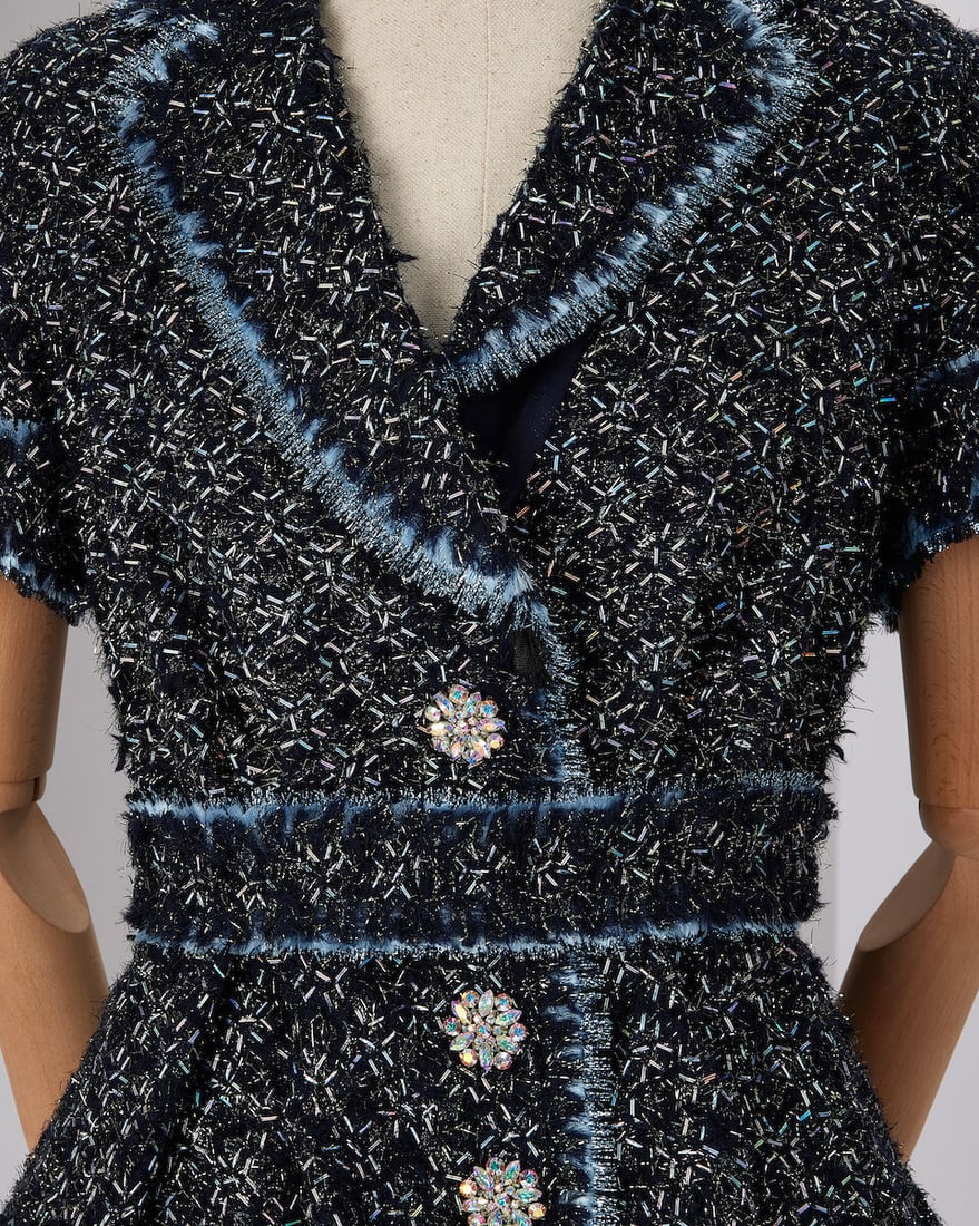 Ralph & Russo Haute Couture: Midnight Blue Tweed Tailleur Autumn/Winter 2019, Runway Look 40 - 2