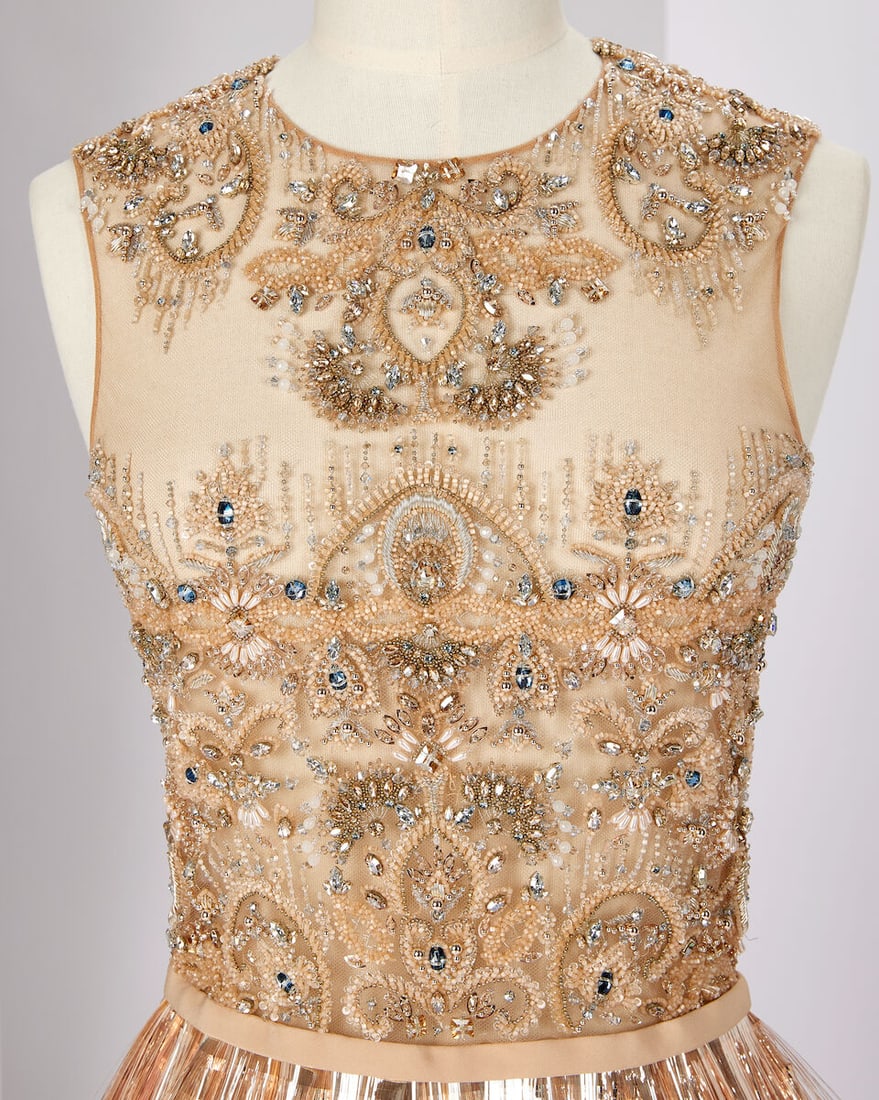 Ralph & Russo Haute Couture: Rose Gold Foil Cocktail Dress and Cape Autumn/Winter 2017, Runway L - 3