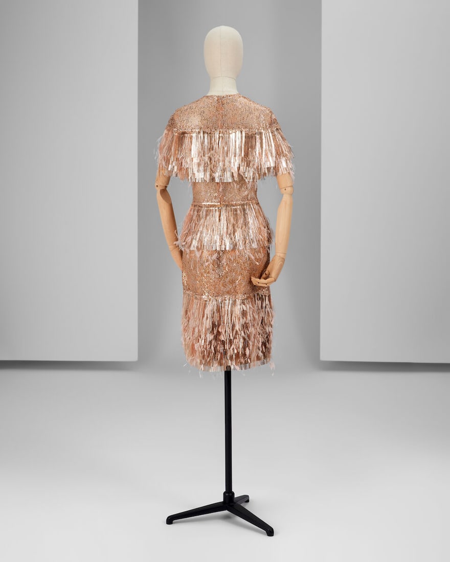 Ralph & Russo Haute Couture: Rose Gold Metallic Lace Fringe Cocktail Dress Autumn/Winter 2017, R - 4