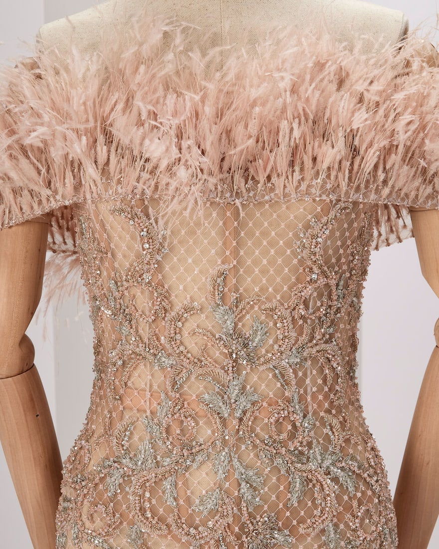Ralph & Russo Haute Couture: Pale Pink Jacquard Tulle Cocktail Dress Spring/Summer 2018, Runway  - 2