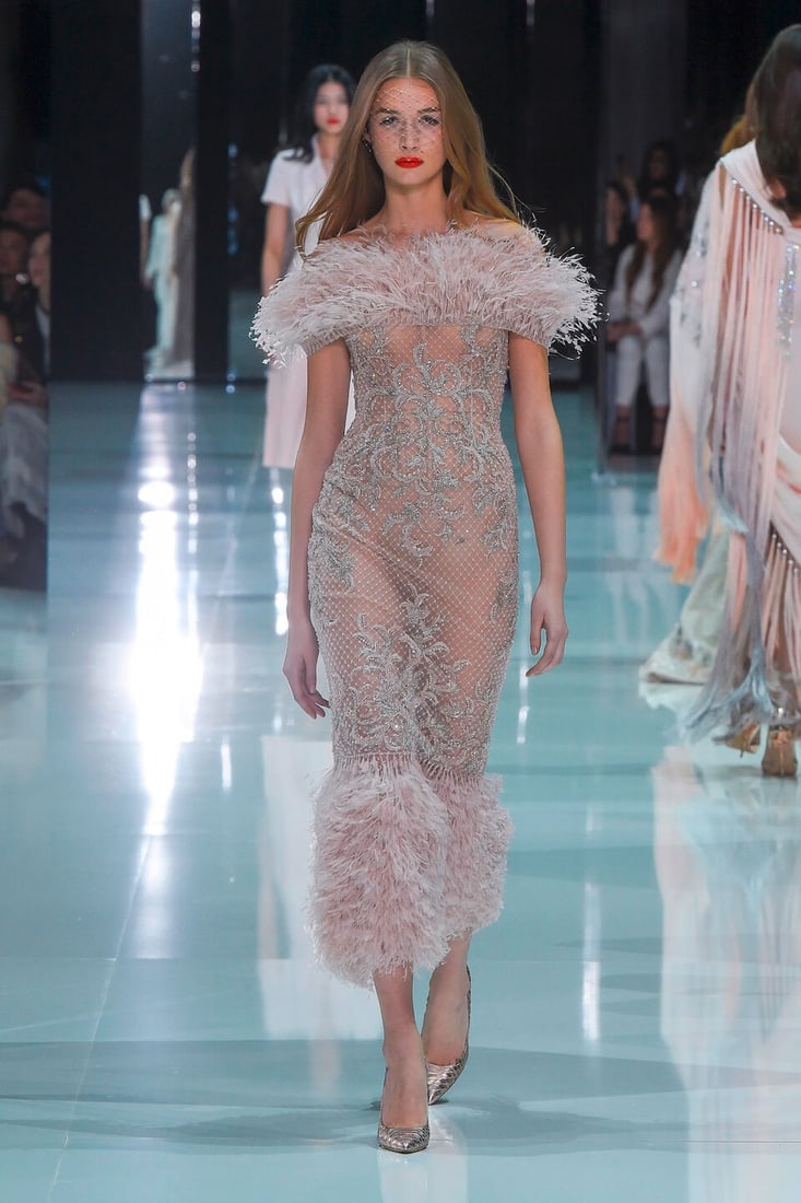 Ralph & Russo Haute Couture: Pale Pink Jacquard Tulle Cocktail Dress Spring/Summer 2018, Runway  - 4