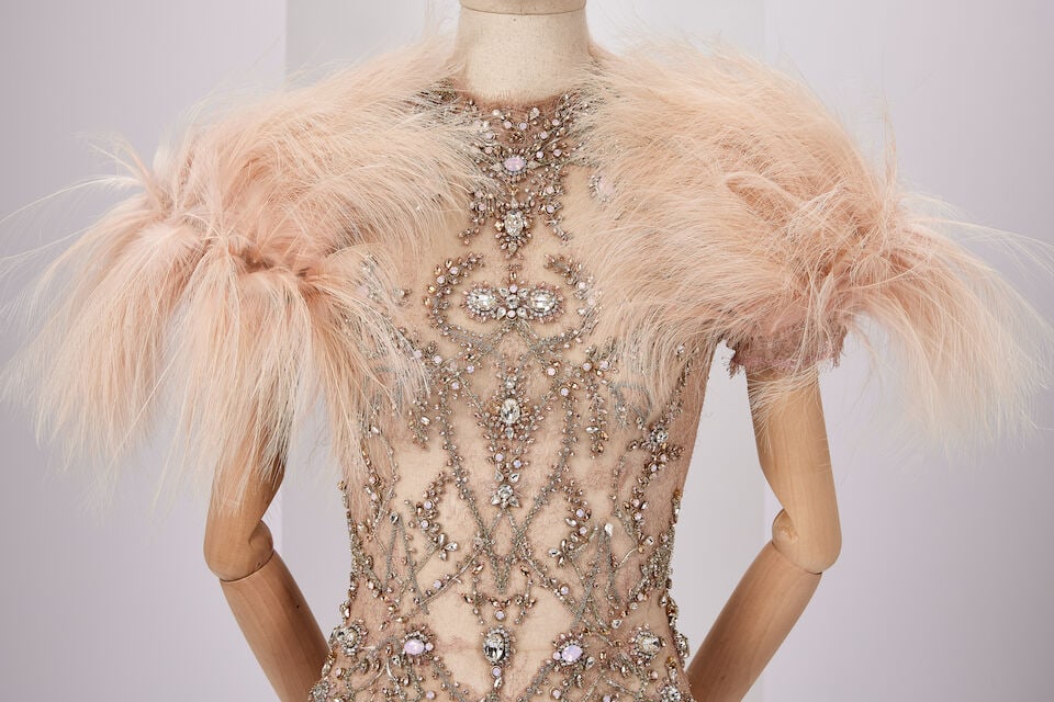 Ralph & Russo Haute Couture: Petal Pink Chantilly Lace Gown Autumn/Winter 2017, Runway Look 29 - 2