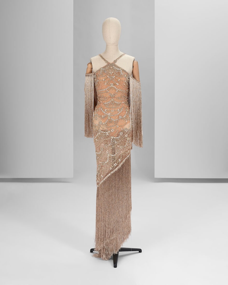 Ralph & Russo Haute Couture: Rose Pink Tulle Beaded Gown Spring/Summer 2018, Runway Look 34: Ralph & Russo Haute Couture: Rose Pink Tulle Beaded Gown Spring/Summer 2018, Runway Look 34 Rose pink tulle off-the-shoulder gown, intricately embellished with rose gold Swarovski stones, floral s