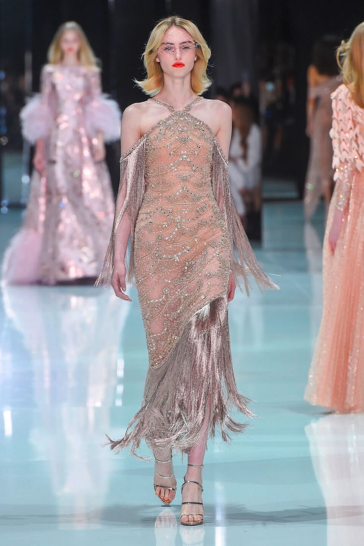 Ralph & Russo Haute Couture: Rose Pink Tulle Beaded Gown Spring/Summer 2018, Runway Look 34 - 2