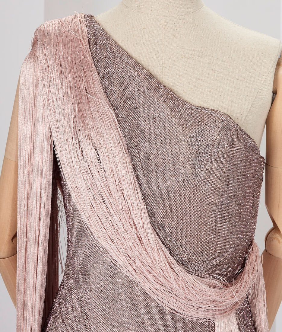 Ralph & Russo Haute Couture: Pink Chainmail Fringe Dress Spring/Summer 2018, Runway Look 36 - 2