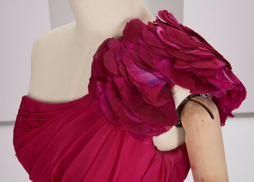 Ralph & Russo Haute Couture Exclusive: Raspberry Red Silk Chiffon Gown - 2