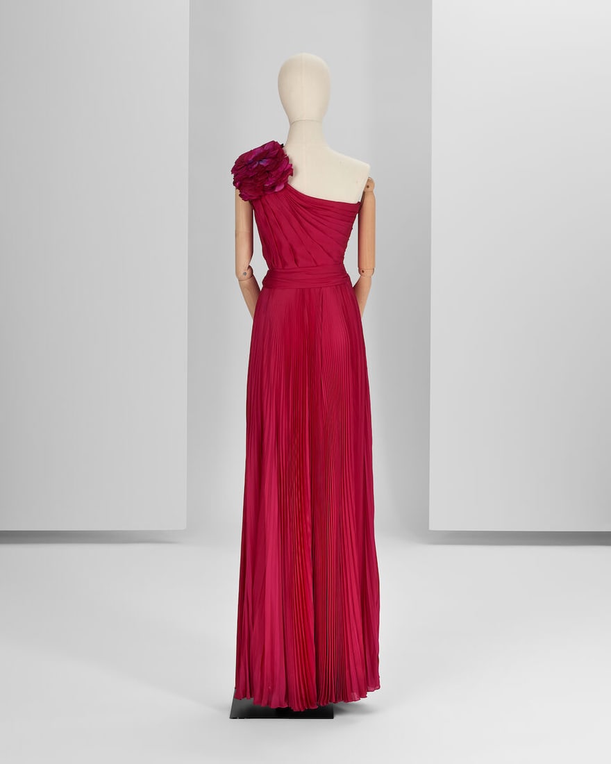 Ralph & Russo Haute Couture Exclusive: Raspberry Red Silk Chiffon Gown - 3