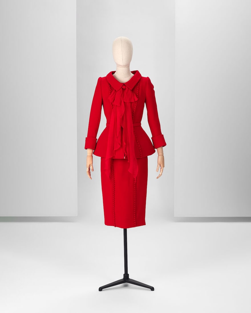 Ralph & Russo Haute Couture: Red Wool Crêpe Skirt Suit Spring/Summer 2014, Runway Look 27 (1 of 4)