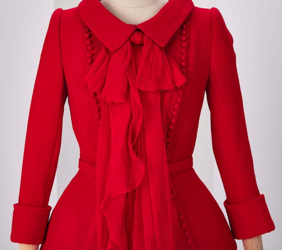 Ralph & Russo Haute Couture: Red Wool Crêpe Skirt Suit Spring/Summer 2014, Runway Look 27 - 2