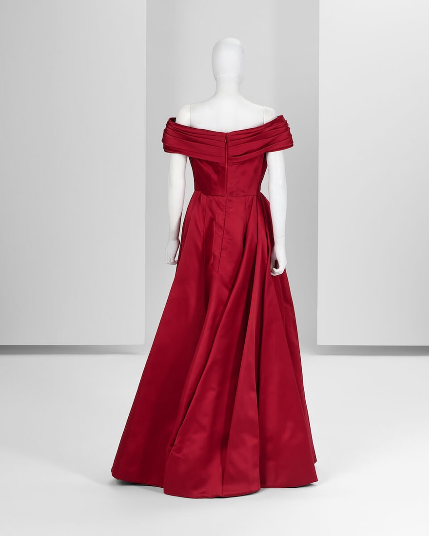 Ralph & Russo Haute Couture Exclusive: Deep Red Silk Duchess Off-The-Shoulder Gown - 3