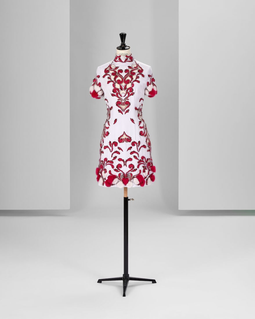 Ralph & Russo Haute Couture: Lilac and Raspberry Mini Dress Autumn/Winter 2019, Runway Look 27: Ralph & Russo Haute Couture: Lilac and Raspberry Mini Dress Autumn/Winter 2019, Runway Look 27 Lilac silk crêpe mini dress hand embellished with raspberry satin swirls and sheer tulle cut-out