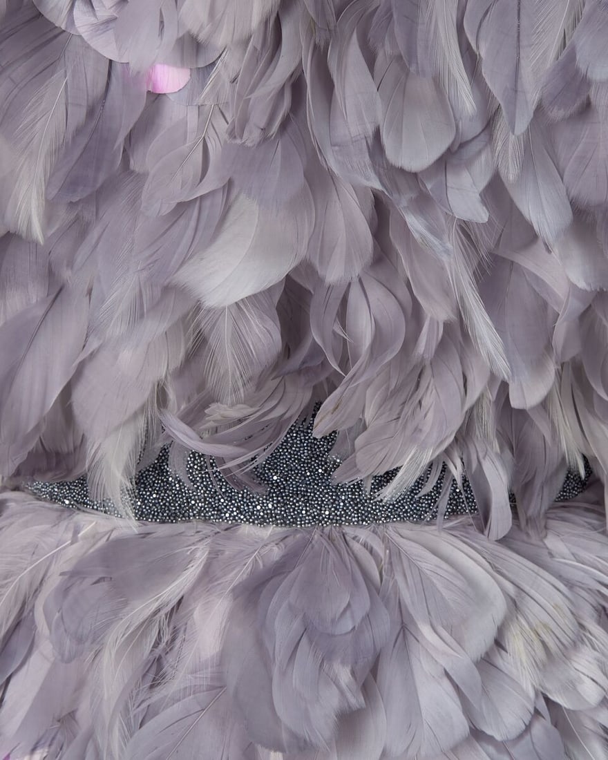 Ralph & Russo Haute Couture: Lavender Grey Silk Organza Mini Dress and Bolero Spring/Summer 2016 - 3