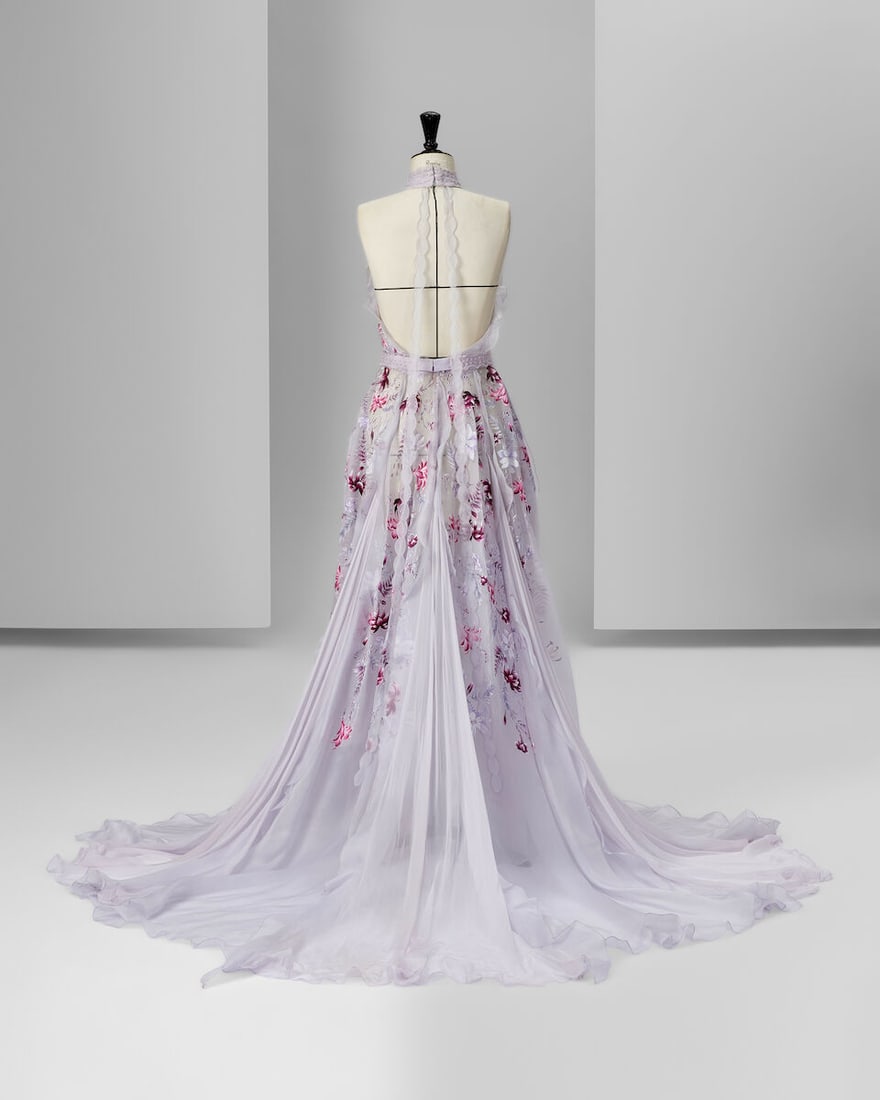Ralph & Russo Haute Couture: Ice Lavender Hand-Painted Silk Organza Gown Autumn/Winter 2016, Run - 3