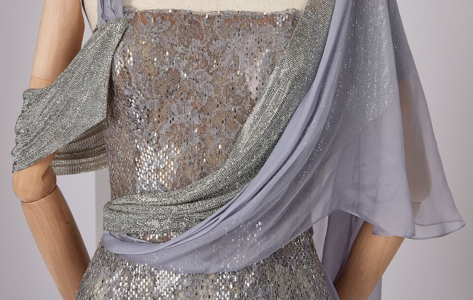 Ralph & Russo Haute Couture: Lavender Grey Chiffon and Chainmail Lace Gown Autumn/Winter 2017, R - 3