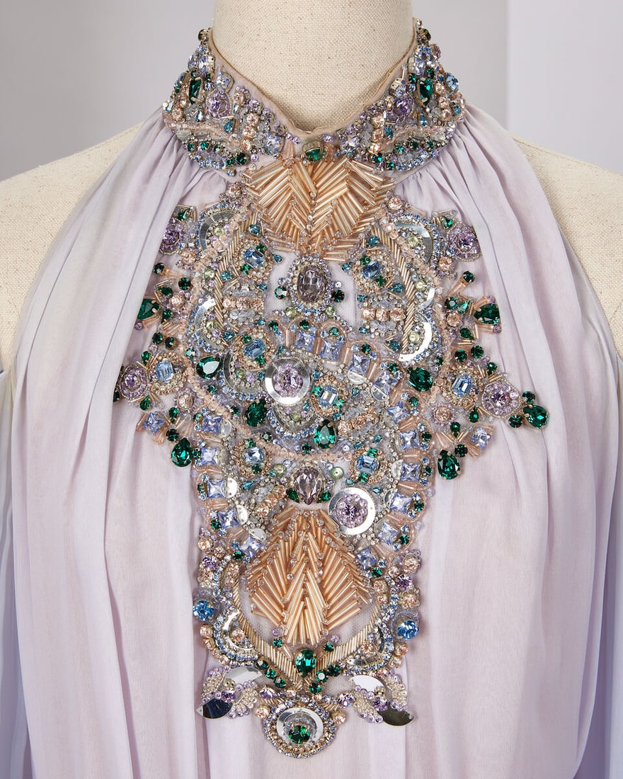 Ralph & Russo Haute Couture: Lavender Blue Silk Chiffon Gown Autumn/Winter 2019, Runway Look 15 - 2