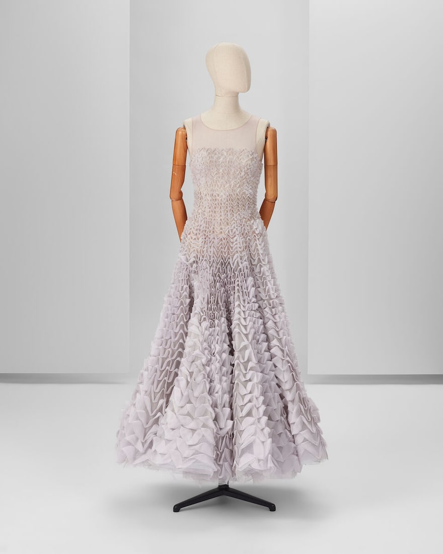 Ralph & Russo Haute Couture: Lavender Grey Silk Tulle Dress Spring/Summer 2016, Runway Look 22: Ralph & Russo Haute Couture: Lavender Grey Silk Tulle Dress Spring/Summer 2016, Runway Look 22 Lavender grey silk tulle dress with degrade pin-tucked organza ribbon waves Approximate measurements: