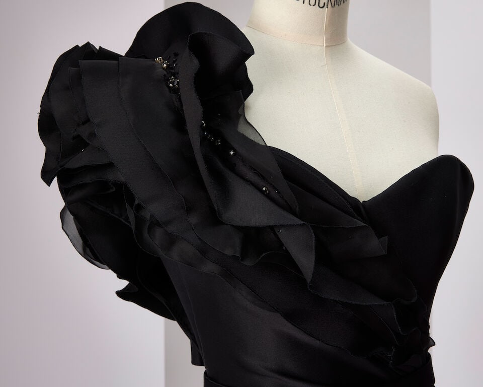 Ralph & Russo Haute Couture: Black Double Satin Draped Gown Spring/Summer 2020, Runway Look 14 - 3