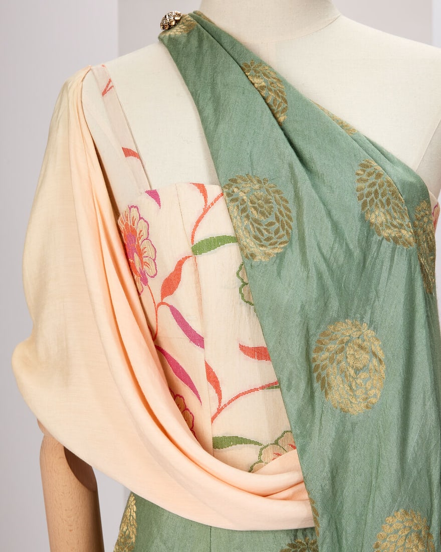 Ralph & Russo Haute Couture Exclusive: Green Cotton Jacquard Dress - 2