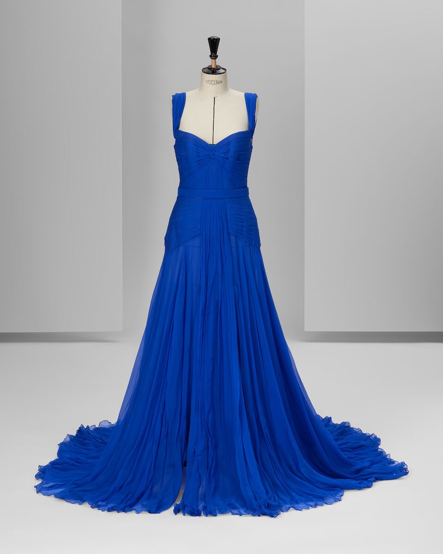 Ralph & Russo Haute Couture Exclusive: Cobalt Blue Pleated Chiffon Gown (1 of 3)