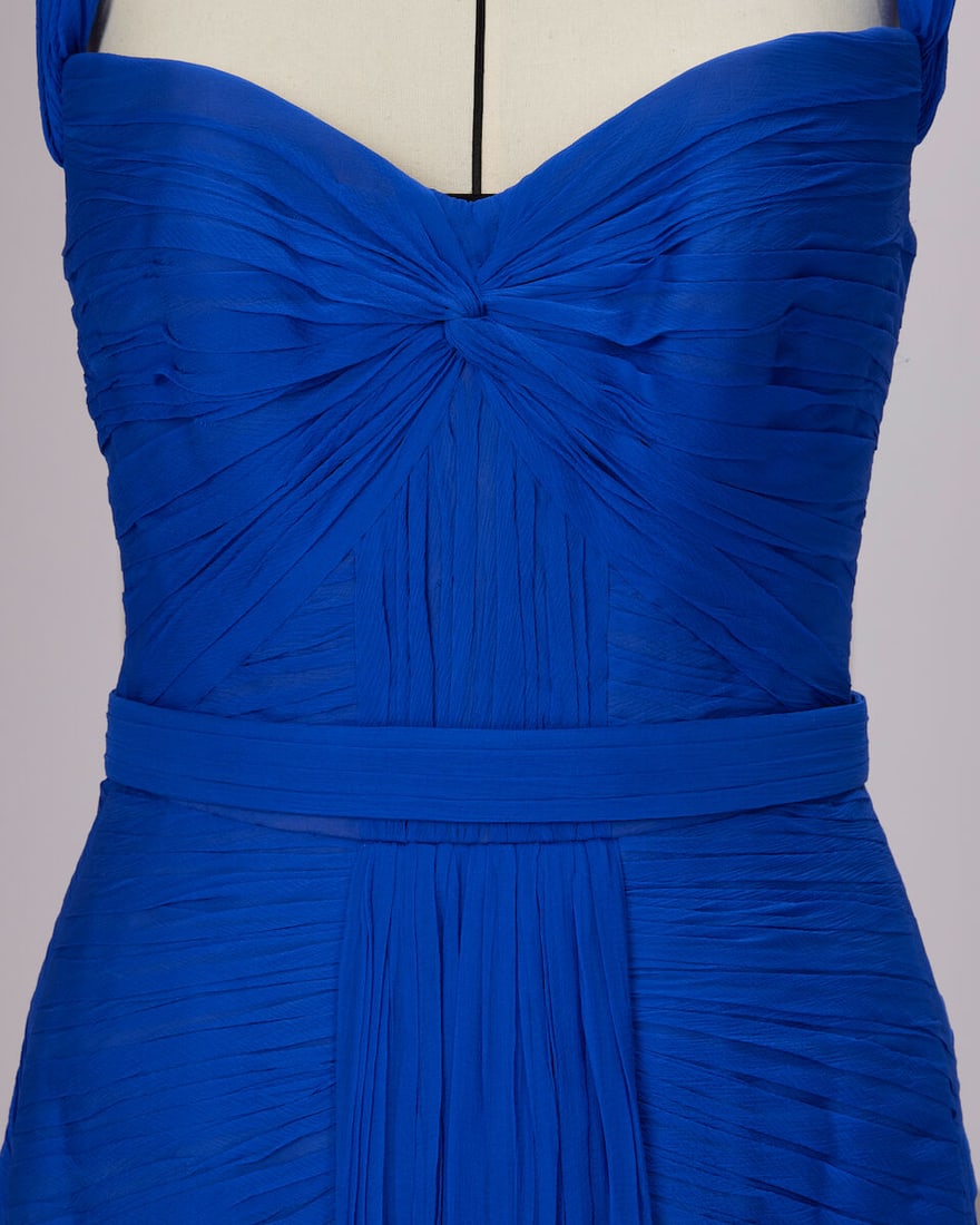 Ralph & Russo Haute Couture Exclusive: Cobalt Blue Pleated Chiffon Gown - 2
