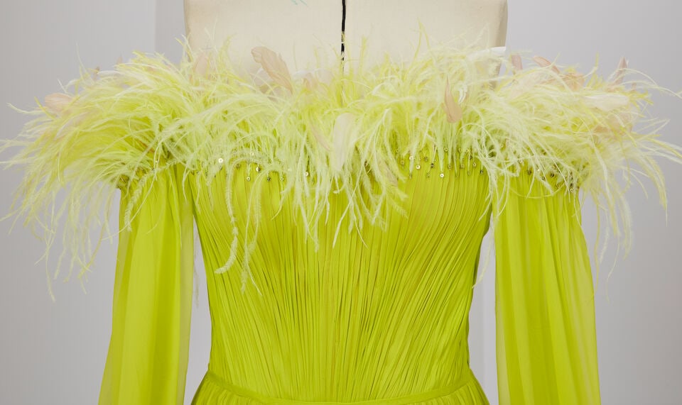 Ralph & Russo Haute Couture: Chartreuse Silk Chiffon Gown Spring/Summer 2020, Runway Look 12 - 2
