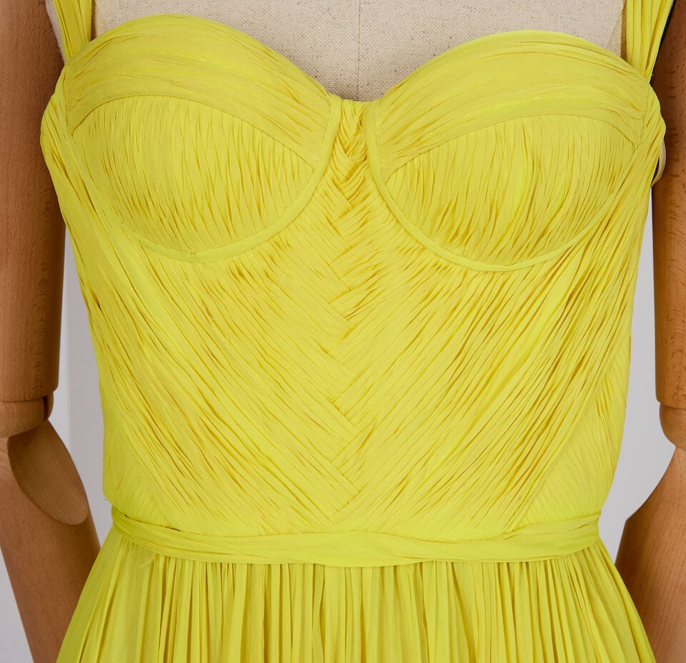 Ralph & Russo Haute Couture: Acid Yellow Chiffon Gown Autumn/Winter 2018, Runway Look 12 - 2