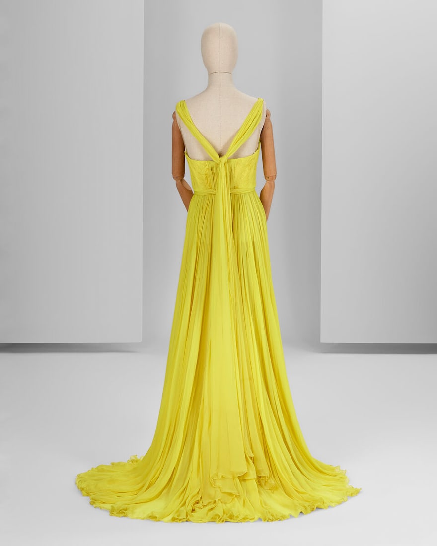 Ralph & Russo Haute Couture: Acid Yellow Chiffon Gown Autumn/Winter 2018, Runway Look 12 - 3