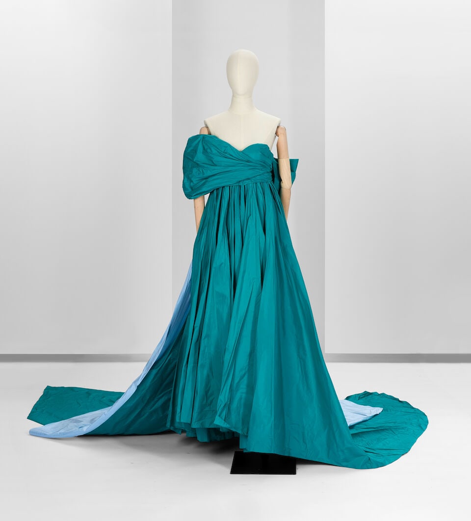 Ralph & Russo Haute Couture: Emerald Taffeta Ballgown Spring/Summer 2020, Runway Look 46: Ralph & Russo Haute Couture: Emerald Taffeta Ballgown Spring/Summer 2020, Runway Look 46 Emerald silk taffeta ballgown, featuring a hand pleated skirt and draped bows, and finished with oceana