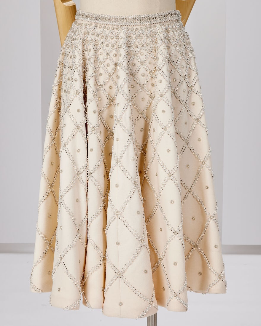 Ralph & Russo Haute Couture Exclusive: Off-White Wool Crêpe Embellished Skirt - 2