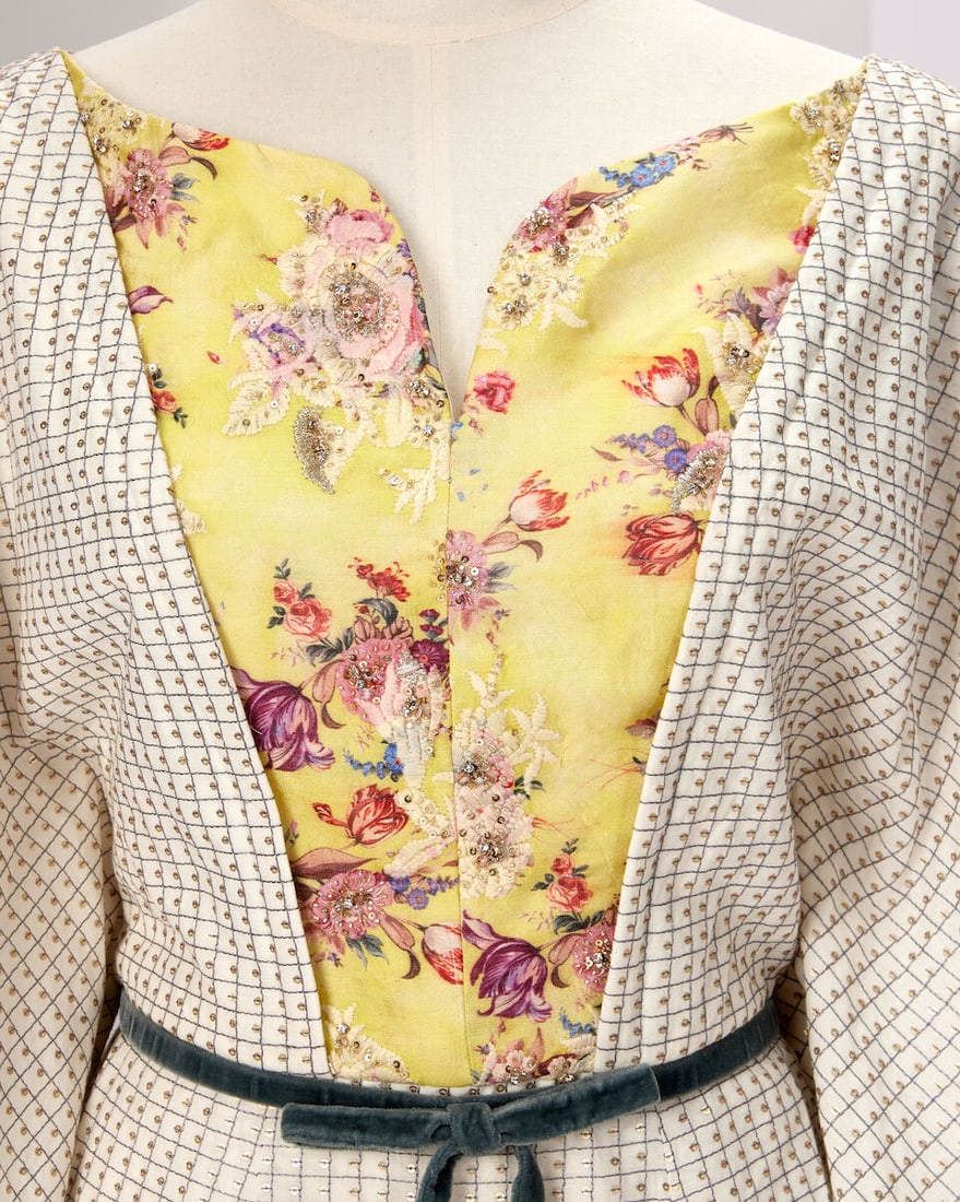 Ralph & Russo Haute Couture Exclusive: Ivory Cotton Jacquard Kaftan Midi Dress - 2