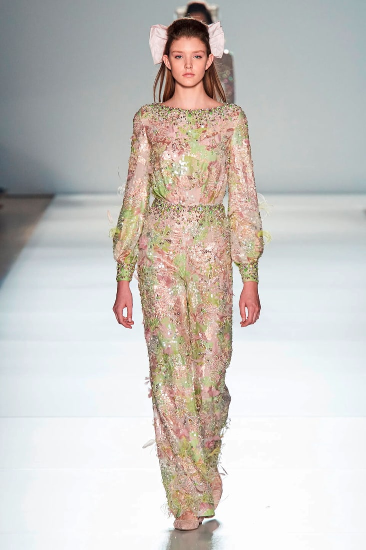 Ralph & Russo Haute Couture: Pink and Chartreuse Jumpsuit Spring/Summer 2020, Runway Look 6 - 4