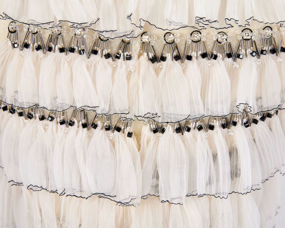 Ralph & Russo Haute Couture: White Silk Organza and Black Crystal Cocktail Dress Autumn/Winter 2 - 2