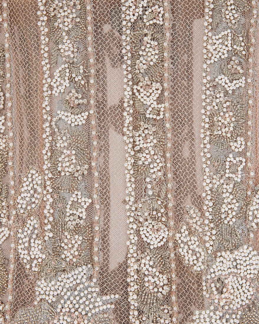 Ralph & Russo Haute Couture: Embellished Metallic Silver Chantilly Lace Fishtail Gown  - 4