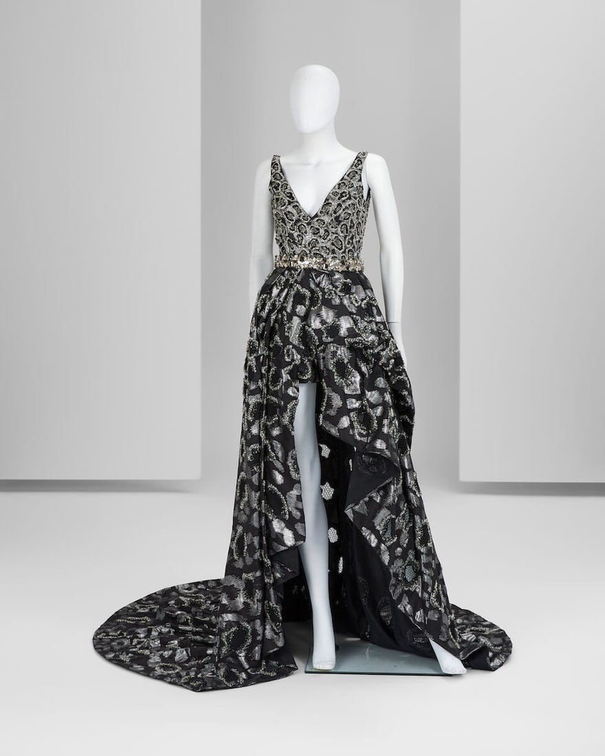 Ralph & Russo Haute Couture: Black and Silver Playsuit with Train Spring/Summer 2019, Runway Loo (1 of 3)