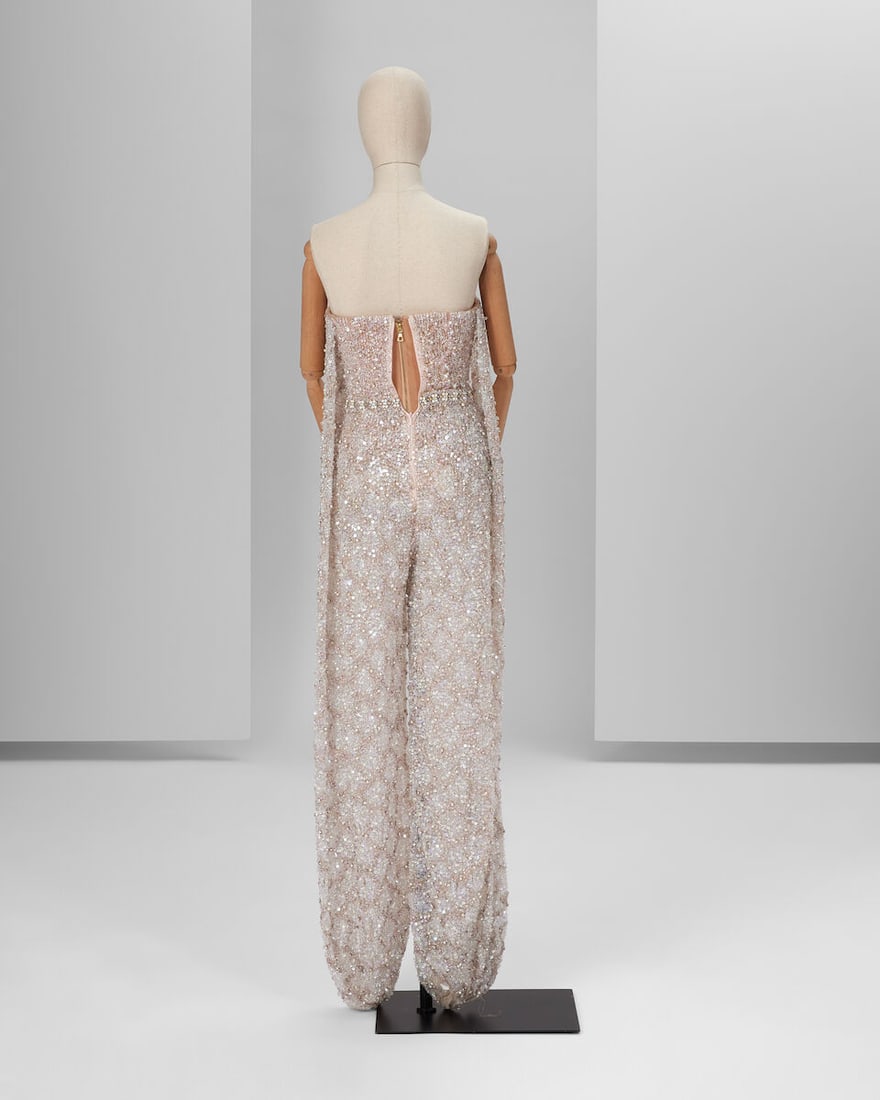 Ralph & Russo Haute Couture: Pale Pink Embroidered Tulle Jumpsuit Spring/Summer 2019, Runway Loo - 3