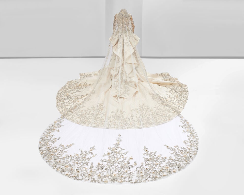 Ralph & Russo Haute Couture: Embroidered Tulle Bridal Veil Autumn/Winter 2017, Runway Look 56: Ralph & Russo Haute Couture: Embroidered Tulle Bridal Veil Autumn/Winter 2017, Runway Look 56 Tulle veil ornately embroidered with floral silk thread work, sequins, micro beads and crystals