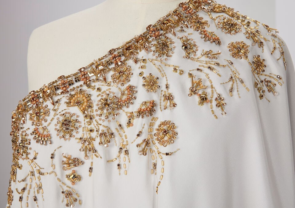 Ralph & Russo Haute Couture Exclusive: Pale Blue Silk Embellished Kaftan Dress - 3