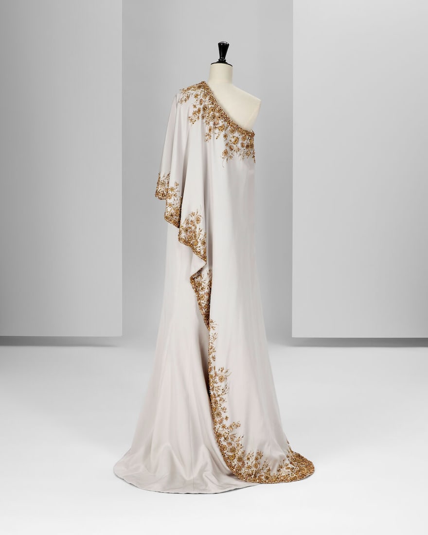 Ralph & Russo Haute Couture Exclusive: Pale Blue Silk Embellished Kaftan Dress - 4