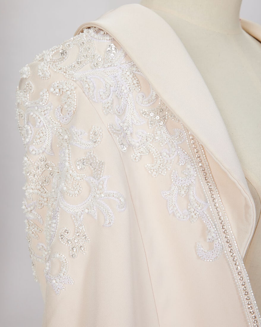 Ralph & Russo Haute Couture: White Silk Crêpe Trousers with Embellished Cape Spring/Summer  - 2