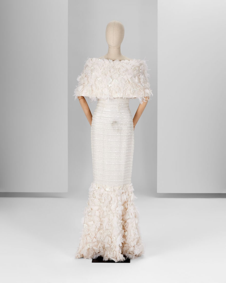 Ralph & Russo Haute Couture: White Silk Organza Fishtail Gown with Bolero Spring/Summer 2016, Ru: Ralph & Russo Haute Couture: White Silk Organza Fishtail Gown with Bolero Spring/Summer 2016, Runway Look 42 White silk organza fishtail gown with attached bolero, lavishly embroidered with