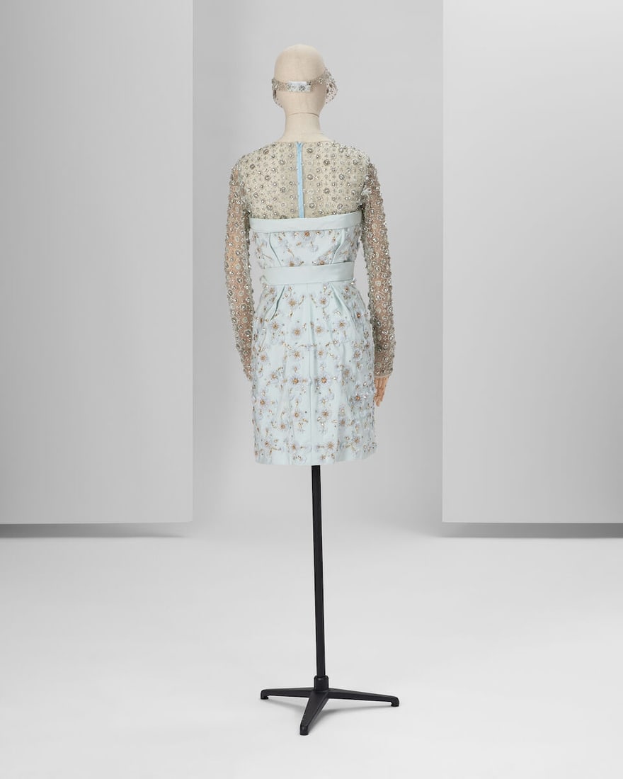 Ralph & Russo Haute Couture: Pale Cyan Embroidered Silk Mini Dress Spring/Summer 2017, Runway Lo - 3