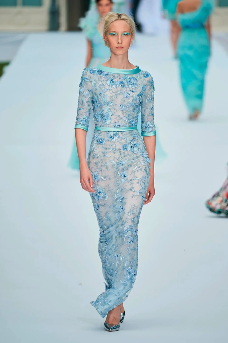 Ralph & Russo Haute Couture: Pale Blue Embroidered Gown Autumn/Winter 2019, Runway Look 12 - 5