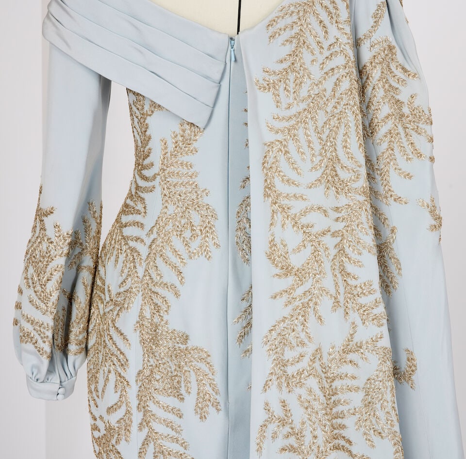 Ralph & Russo Haute Couture Exclusive: Pale Blue Silk Embellished Gown - 2