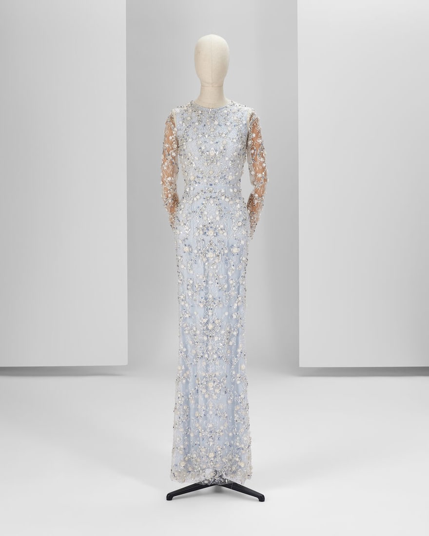 Ralph & Russo Haute Couture: Pale Blue Satin and Tulle Gown Spring/Summer 2017, Runway Look 21: Ralph & Russo Haute Couture: Pale Blue Satin and Tulle Gown Spring/Summer 2017, Runway Look 21 Pale blue satin and tulle tailored gown with glass beads, sequins, sapphire crystals and handmade min