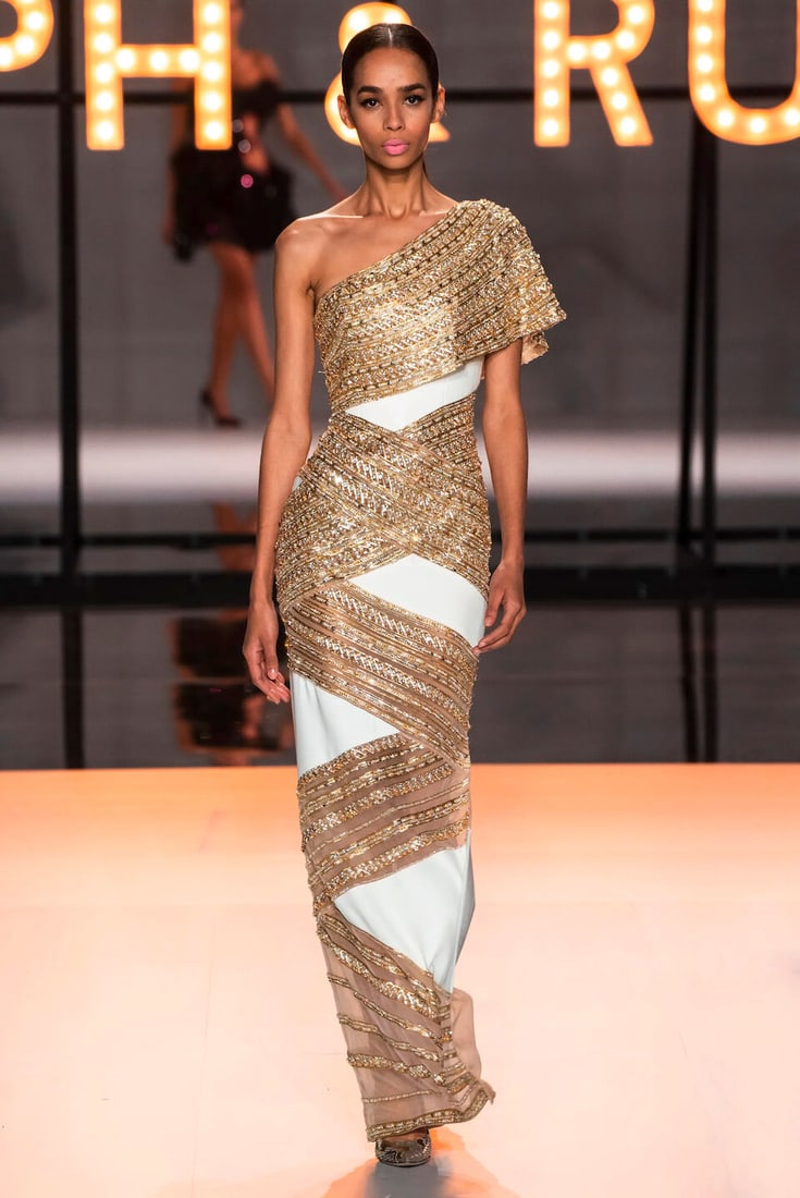 Ralph & Russo Haute Couture: Off-White Silk and Gold Crystal Gown Spring/Summer 2019, Runway Loo - 4