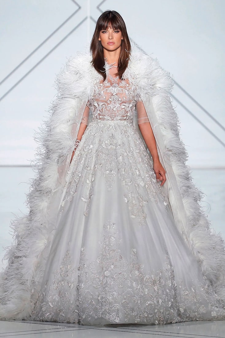 Ralph & Russo Haute Couture: White Tulle and Grey Organza Bridal Gown Spring/Summer 2017, Runway - 3