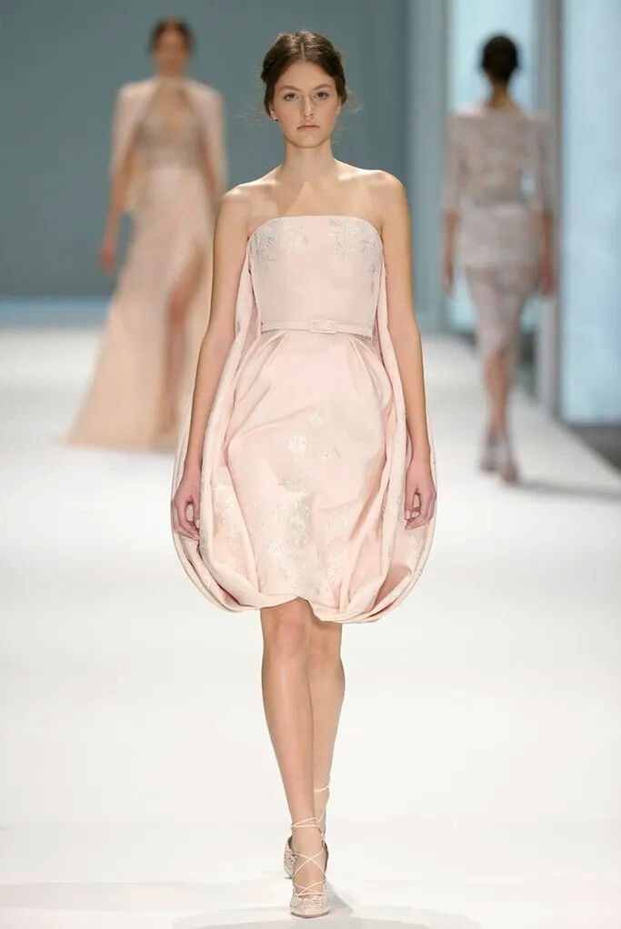 Ralph & Russo Haute Couture: Pale Pink Silk Faille Puffball Dress Spring/Summer 2015, Runway Loo - 2